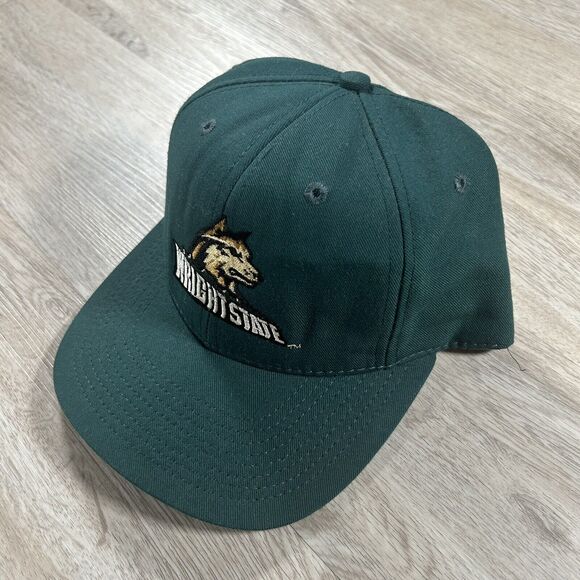 Vintage Wright State Raiders Hat Snapback College Green Wool Cap Made in USA - Picture 9 of 9